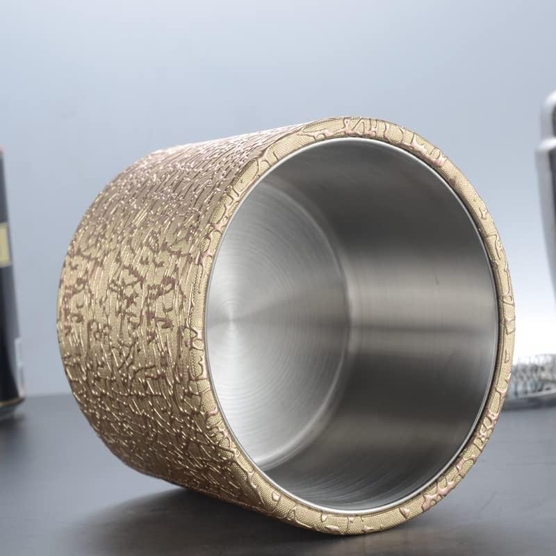 ワインクーラー氷入れ ステンレススチールレザーケース付きアイスバケットリッドバー付きアイスキューブコンテナアイストング付きアイスバケ