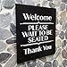Acrylic 7x8 Please Wait to be Seated Sign, Premium Please Wait Here Sign for Hostess Stand, Black & White Hostess Sign for Restaurant Supplies & Decor, Bar Restaurant Signs with Adhesives Made in USA