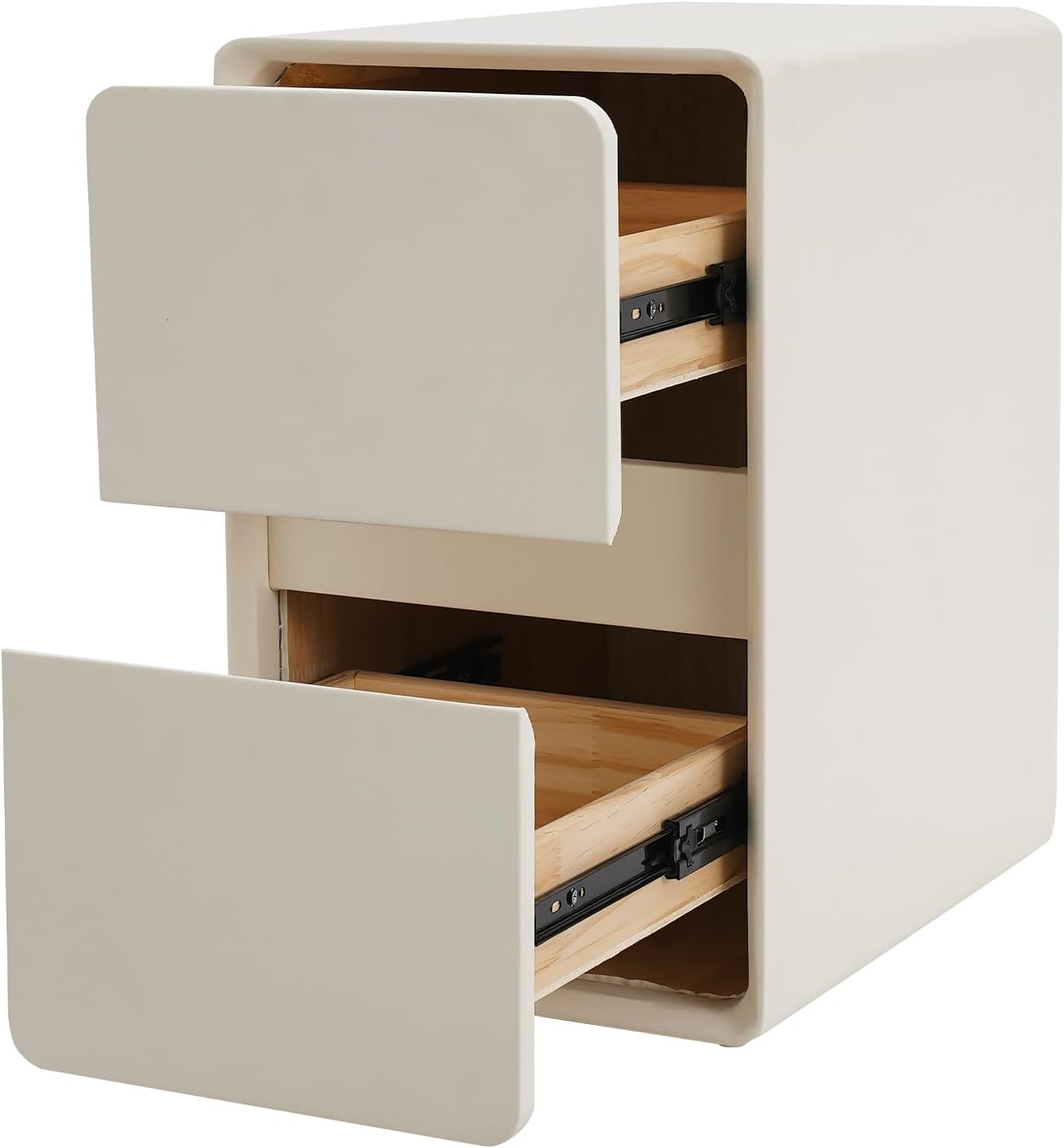 19" Tall Nightstand with 2 Drawers, Storage Cabinet for The Bedroom, Wood Rustic Side Table, Small Dresser Chest of Drawers for Bedroom, Living Room, White