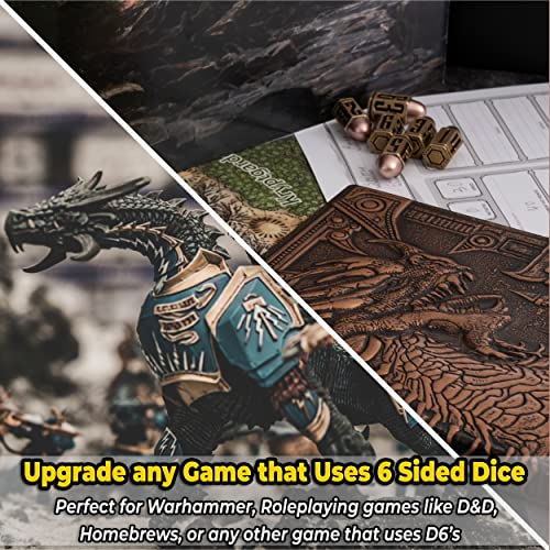 Bullet Metal Dice Set - Six Brass D6 Dices - Great For Dnd, Warhammer 40K, Role Playing Homebrews, D&D. Great Rpg/Dungeons And Dragons/D And D Accessories Gifts. Can Use With Dice Tray/Tower #TOP4