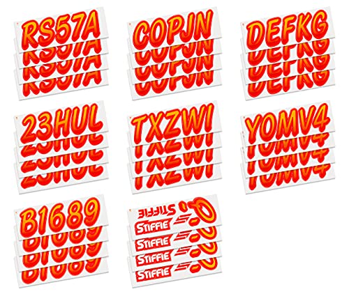 Image of STIFFIE Whipline Orange Crush /Lava Red 3 inch Super Sticky Boat & PWC Registration Decals • Numbers Letters Stickers