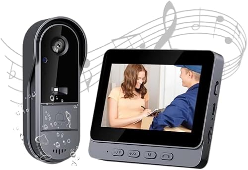 Zeerkeer Sonnette Vidéo sans Fil avec Caméra, Visiophone sans Fil Extérieur Étanche IP65,2.4GHz Connectée Écran 4.3",Portier Vidéo 1080P,170°,Vision Nocturne,Notification Instantanée pour Maison