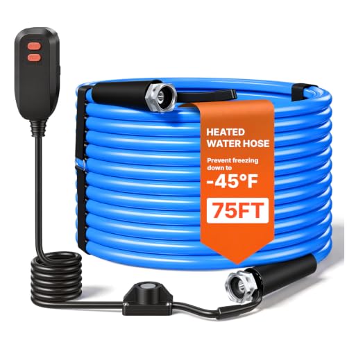 Image of VEVOR 75FT Heated Water Hose for RV -45F Anti Freeze Drinking Water Hose