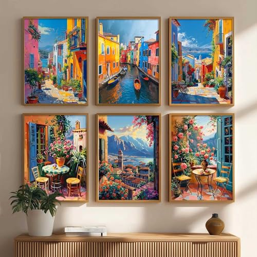 Image of kotart - City view wall Paintings with Frame for Home Decoration - Painting Living Room Bedroom Office hanging frames Set of 6 - (14X20 Inch, E)