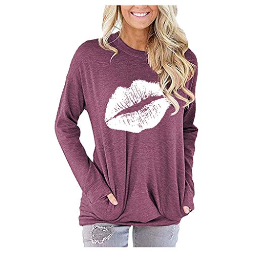 Eduavar Blouse Womens Tops Plus Size Womens Be Kind T Shirts Crewneck Sweatshirt Casual Loose Fitting Tops Long Sleeve T Shirt Purple