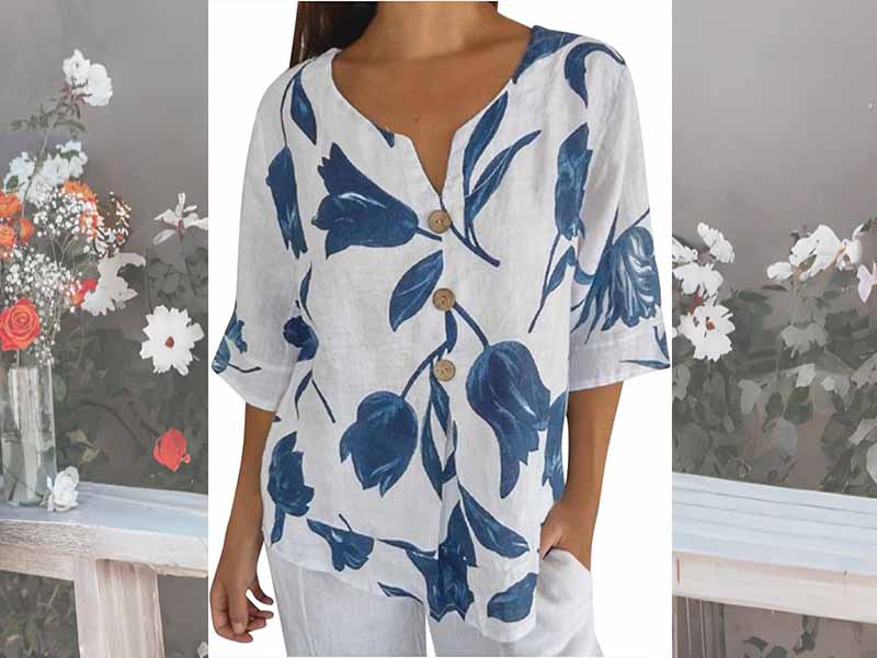 Chemise En Lin Et Coton Femme - Col V, Manches Longues, Taille Grande | Style Décontracté, Respirant