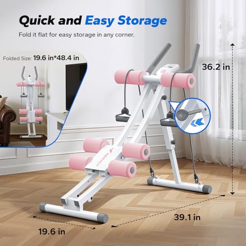 Image of MERACH Ab Machine, Adjustable Dual Track Ab Trainer Machine, Ab Workout Equipment for Home Gym, Ergonomic Arc Track for Better Abs, Foldable Workout Machine for Full Body Workout Home Exercise