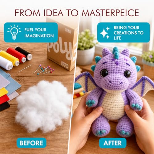 Image of Fairfield The Original Poly-Fil, Premium Polyester Fiber Fill, Soft Pillow Stuffing, Stuffing for Stuffed Animals, Toys, Cloud Decorations, and More, Machine-Washable Poly-Fil Fiber Fill, 5 lb Box