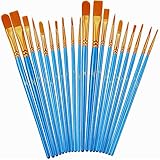 Paint Brushes Set, 2Pack 20 Pcs Paint Brushes for Acrylic Painting, Oil Watercolor Acrylic Paint Brush, Artist Paintbrushes for Body Face Rock Canvas, Kids Adult Drawing Arts Crafts Supplies, Blue