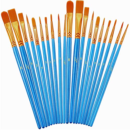 Paint Brush Set, 2Pack 20 Pcs Nylon Hair Brushes for Acrylic Round Pointed Tip Oil Watercolor Painting Artist Professional Paintbrushes, Halloween Pumpkin Rock Painting Kits, Arts Crafts Supplies