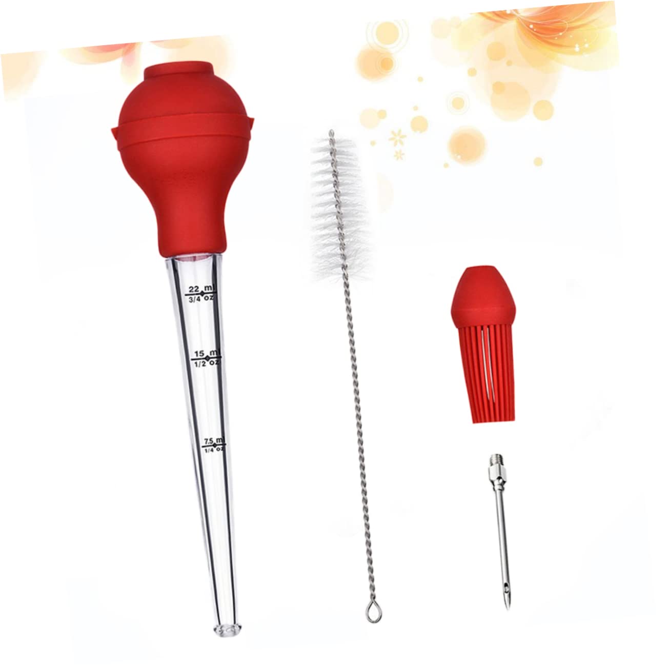 PRETYZOOM Turkey Baster Brush Set BBQ Tool Food for Sauce Meat Injector Kit with Seasoning Tube