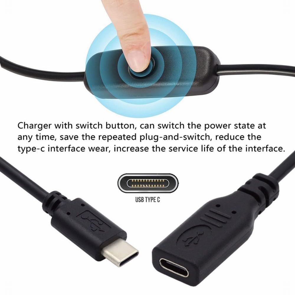 CY Cable USB-C with On Off Power Switch Button USB Type C Male to Female for Laptop Keyboard Raspberry Pi 4B image 3