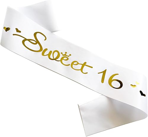 Miniatura 7 de Cinta de satén rosa intenso con letras plateadas, decoraciones de banda de cumpleaños 16, regalos para niñas, suministros de recuerdo de fiesta de