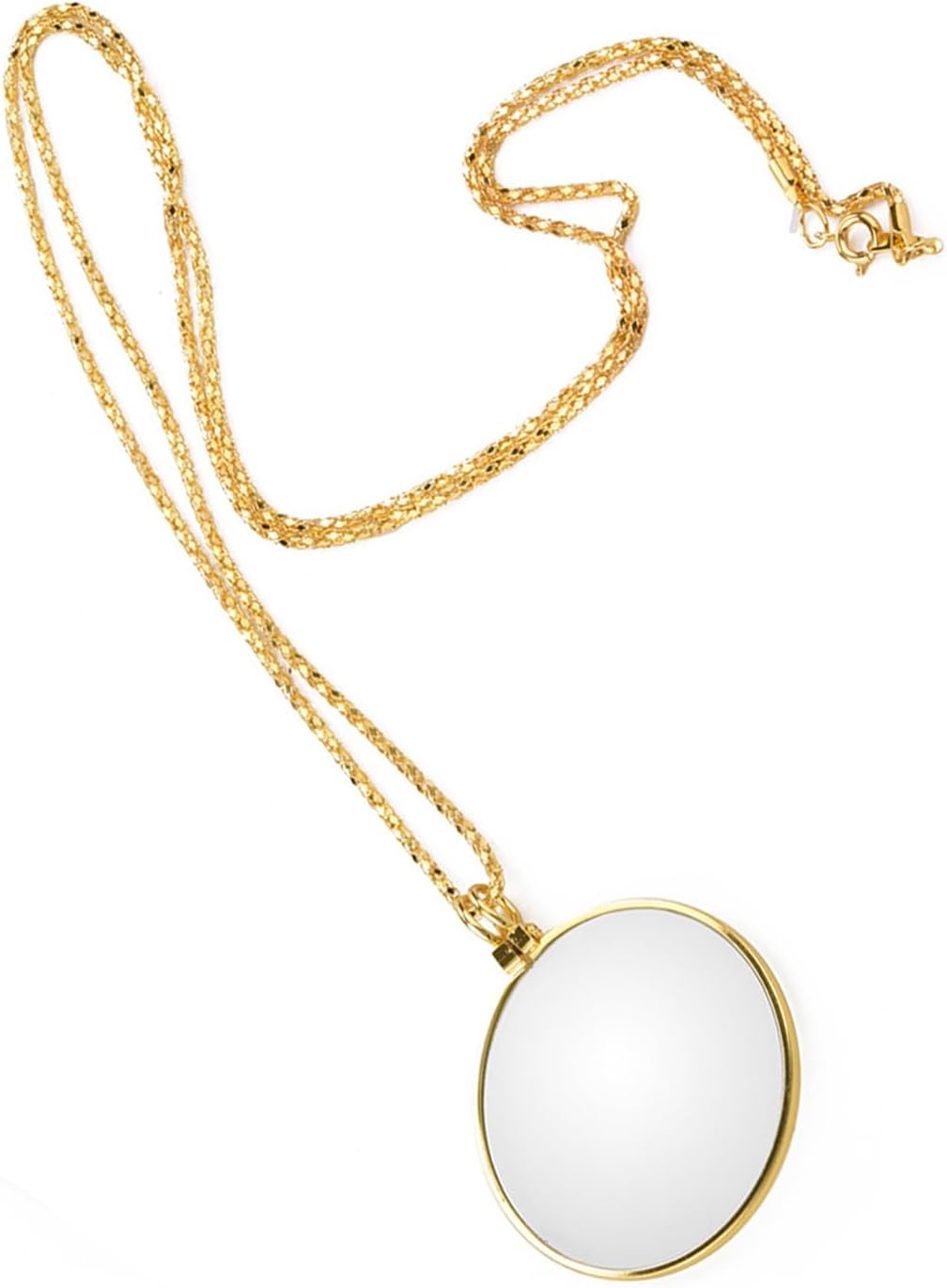 Yctze DualColor Magnifying Glass Necklace with 5X Monocle Lens, for Reading, Cosplay Costumes & Props (Gold)