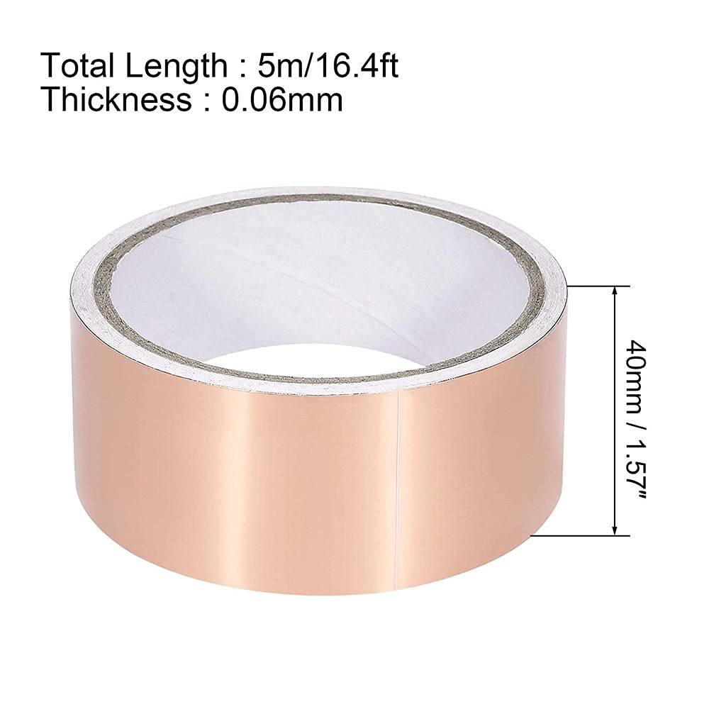 Ding&ng Nastro conduttivo su un lato, 40 mm di larghezza * 5 m di lunghezza * 0,06 mm di spessore, nastro a spirale in rame, utilizzato per schermatura EMI, 4 pezzi