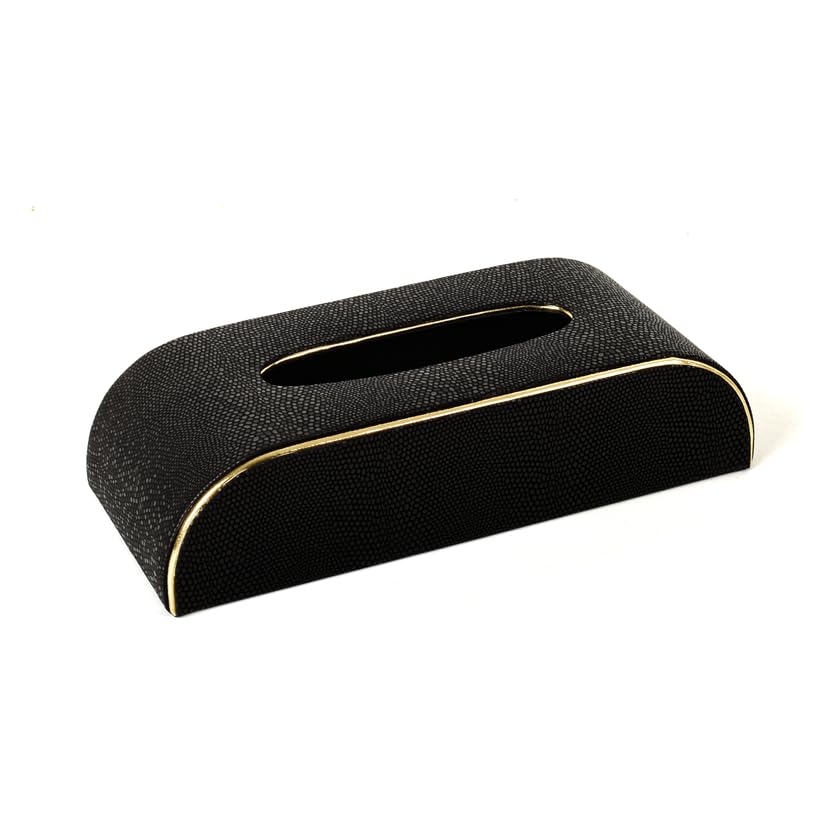INLAND DECORS Pu Leather Car Tissue Box/Napkin Box Holder/Car Tissue Paper Holder with 2 Ply 100 Pull Tissue Paper Compatible with All Cars (Black, 2)