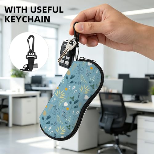 Image of Sunglasses Soft Case, Cute Ultra Light Portable Neoprene Zipper Eyeglass Glasses Case with Belt Clip for Men Women