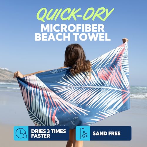 Image of SUN NINJA Microfiber Beach Towel, Sand Free Quick Dry, 63x32in, Palm Trees