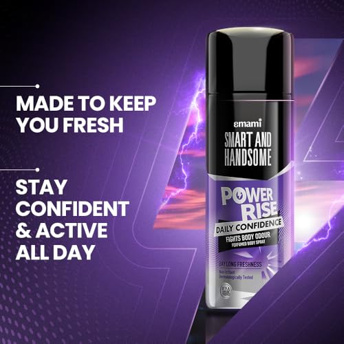 Image of Smart And Handsome Power Rise Daily Confidence Perfumed Body Spray For Day Long Freshness,150ml, Dermatologically Tested, Non-Irritant Formula with Vibrant Blend Of Olibanum Smoke, Zesty Lime & Driftwood