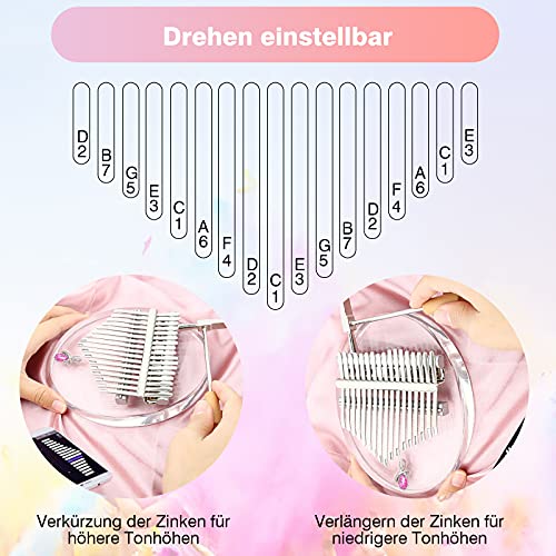 Crovida Kalimba Instrument Transparentes Daumenklavier 17 Schlüssel Acryl Zupfinstrumente für Kinder Erwachsene Anfänger (Prinzessin Puder) - Image 5