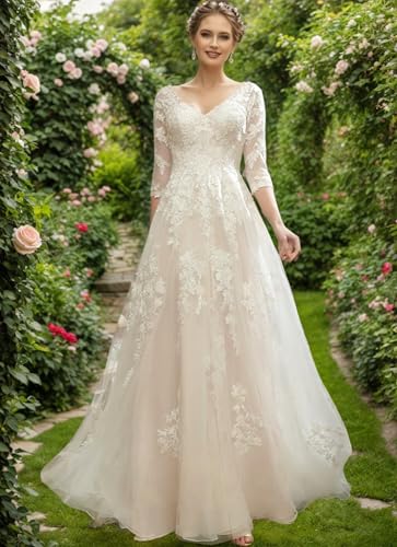 MARTINLEE Beach Wedding Dresses for Bride 2025 Lace Appliques Chiffon A Line Long Boho Bridal Dress for Women2