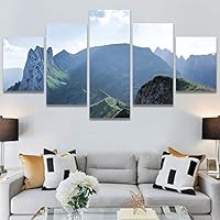 SIGNWIN 5 Panel Canvas Wall Art Modern Art Expressive Farmhouse/Country Landscape Mountain Top Multicolor Photography for Home Decorations Ready to Hang - 60
