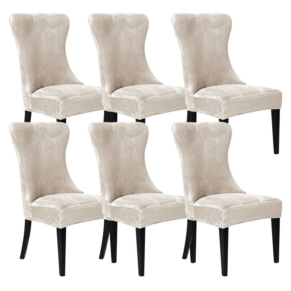 SANOCAY Velvet Wingback Chair Cover Slipcover Strength Removable Washable Reusable Armless Protector Cover for Dining Room Banquet Home Decor (Beige, Set of 6) — image 1