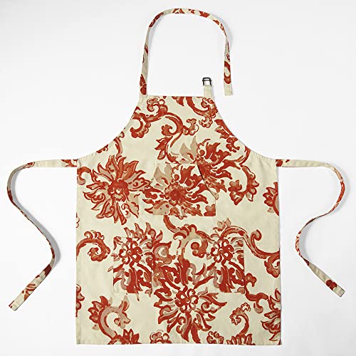 Image of HPD Half Price Drapes Aprons for Men Women with Large Pockets Adjustable Unisex PRTW-D40A-AP Indonesian Printed Cotton, 27 X 34 Inch, Indonesian Rust