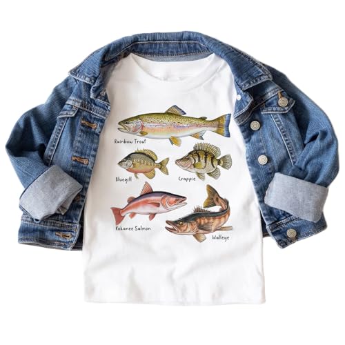 Lake Fish Field Guide Toddler Shirt - Cute Fish Names Children's Clothing - Future Fisherman Fly Fishing Outfit - Boho Natural Kids & Youth Shirts2
