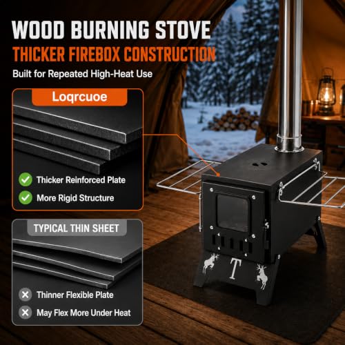 Hot Tent Stove, Portable Wood Burning Stove with Chimney for Tent Camping - Image 4