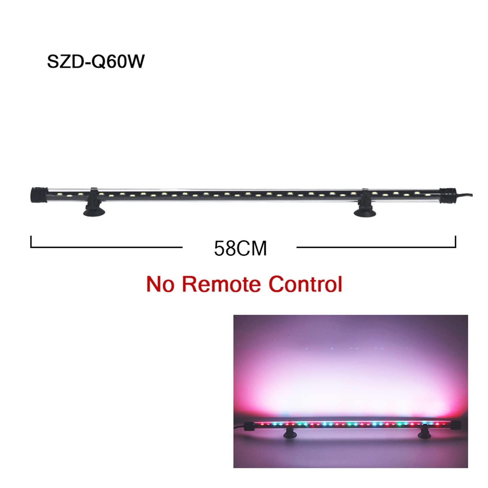 Luz de Acuario 18-57cm Control Remoto Lámpara de Buceo Lámpara Colorida Lámpara de 90-260v para Plantas Pecera Uso Anfibio Esencial (Color : SZD-Q60RGB)