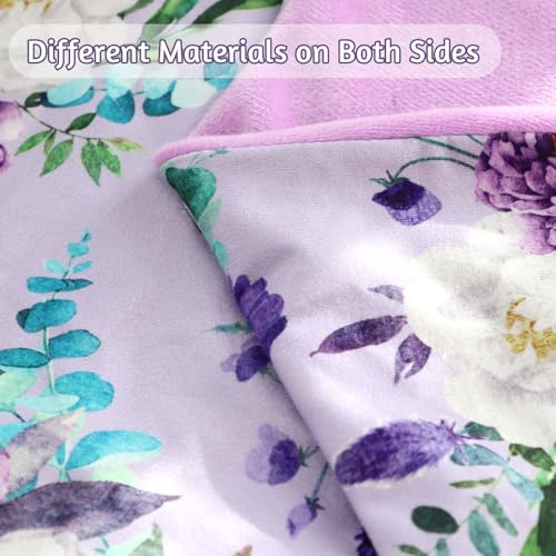 CARUILI Newborn Lounger Cover for Girls Boys, Removable Soft Baby Lounger Cover 1 Pack, Reversible Infant Lounger Cover Fleece, Purple Floral (Only Cover)