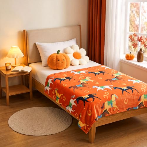 Tingjoo Manta de Franela Otoñal, 50 x 60 Pulgadas, Suave Manta de Tiro con Diseño de Caballo miniatura 6