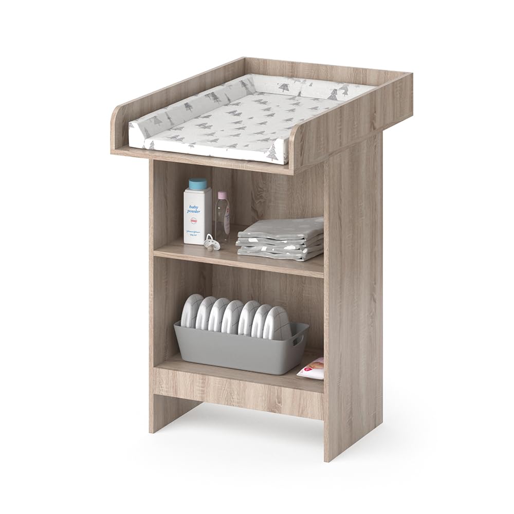 Vicco Wickelkommode Leo Sonoma 60 x 103 cm offenes Regal abnehmbarer Wickelaufsatz