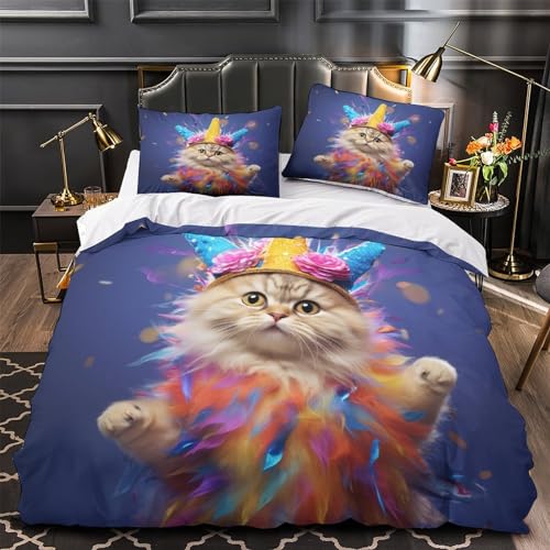 Housse de couette chat de compagnie lit double king en microfibre