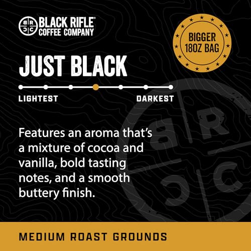 Black Rifle Coffee Company Just Black, Medium Roast Ground Coffee, 18 OZ Bag