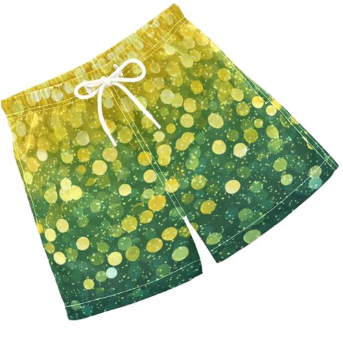 Pigsaly Boys Swim Trunks Lemon Yellow Green Gradient Flashing Gold Glitter Boys Board Shorts Swimsuit Swimwear 2T