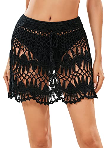 Floerns Women's Bathing Suit Tie Waist Crochet Beach Cover Up