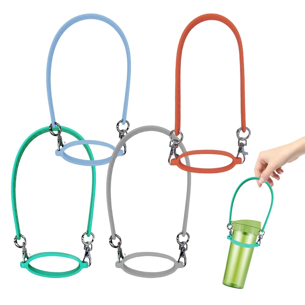 XINGSUI Cup Accessories Set of 4 PCS, Includes Silicone Boot, Silicone Handle Strap, Suitable for Cups with a Diameter of 5-7cm, for picnics and outings Carrying Mug(Grey, Green, Orange, Blue)