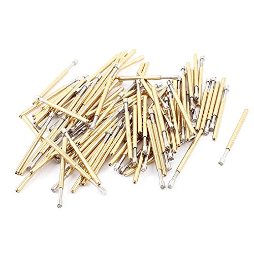Image of uxcell 100 Piece P160H 1.5 mm Diameter Crown Tip PC Board Spring Test Probes Pins, 24 mm
