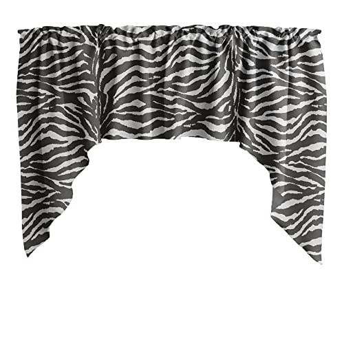 Zen Creative Designs Zebra Print Swag Window Valance Cotton Animal Print Home Décor Bedroom Nursery Kitchen Window (Black)