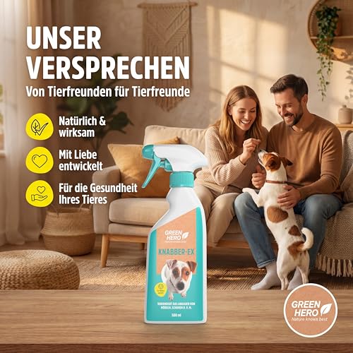 Green Hero Knabber-EX 500 ml Knabberstopp Bitterspray für Hund & Katze Anti Knabber & Ankauen von Möbeln Schuhen u.v.m. Anti Kau Spray Hund