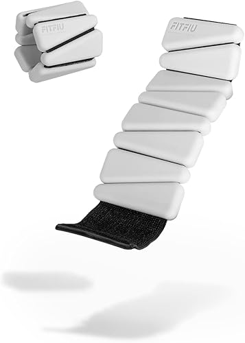 Fitfiu Fitness Kit de 2 pulseras de pesas de 1.10 libras cada una de Acer en silicona blanca suave para añadir resistencia en muñecas y tobillos,