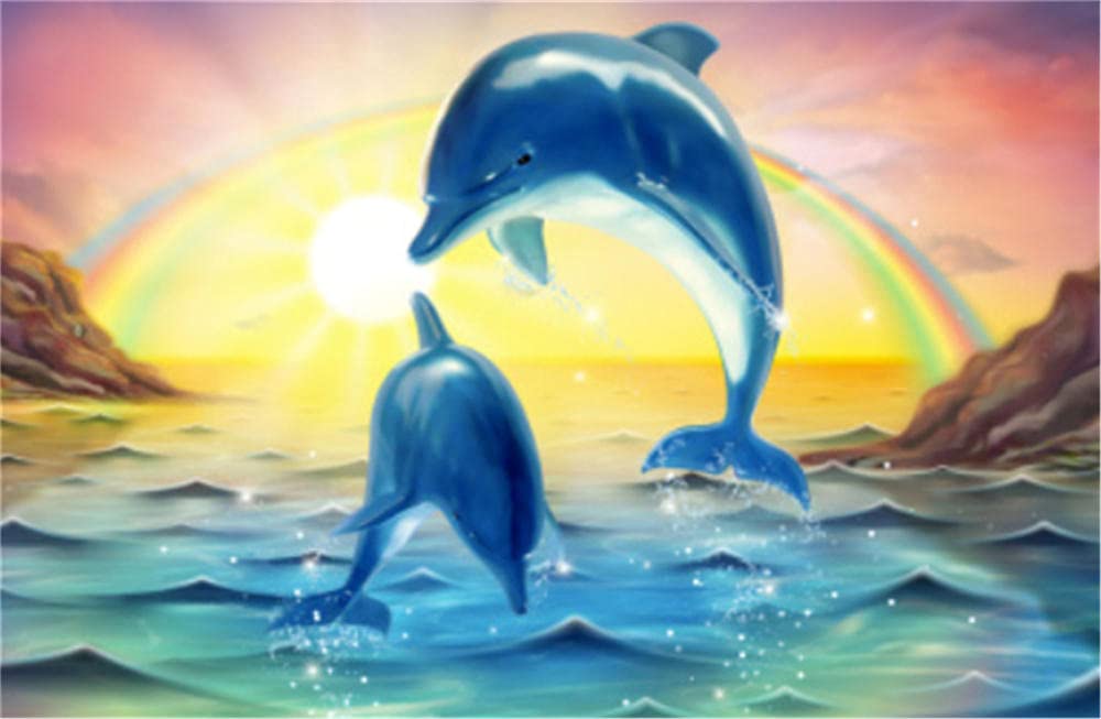 Diamond Painting Delfino, Full Kit Accessori Diamond Painting per Adulti Bambini, DIY Pittura Diamante Ricamo a Punto Croce Kit Mosaico Diamantini Crystal Painting Decorazione per Casa 210x90 cm S203