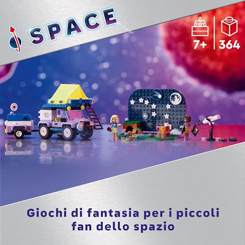 LEGO Friends Camping-Van Sotto le Stelle, Giochi per Bambine e Bambini da 7 Anni con Telescopio Giocattolo, Modellino di Auto 4x4, Mini Bamboline di Nova e Aliya e un Cane, Regalo di Compleanno 42603 - Immagine 2