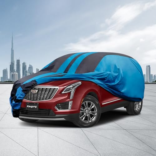 Image of Kaugung Car Cover Waterproof Custom Fit Cadillac XT5 (2016-2023), Full Exterior Cover for Automobiles Lightweight Resistant Outdoor Sun UV Rain Dust Snow Wind Protection, Blue