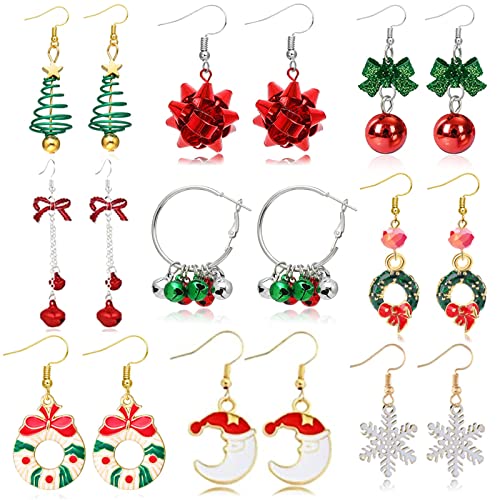 Christmas Earrings for Women Holiday Gift Stocking Stuffers Christmas Dress for Women Snowflake Santa Candy Cane Earrings Bulk Cute Xmas Party Jewelry Gifts