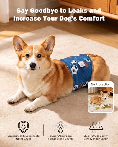 Image of CuteBone Dog Diapers Male Belly Bands 3 Pack for Male Dogs Reusable Puppy Wraps