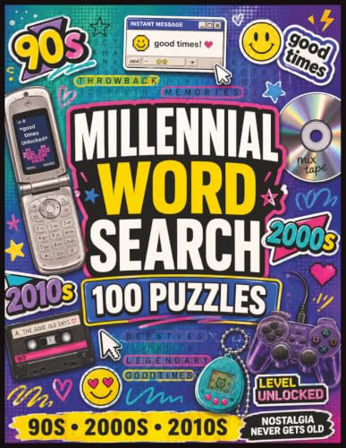 Millennial Nostalgia Word Search: Large Print Nostalgia Puzzle Bo...