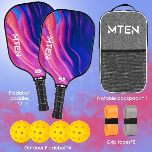 Image of MTEN Pickleball Paddles Set of 2 /4 /1, USAPA Approved Fiberglass Rackets